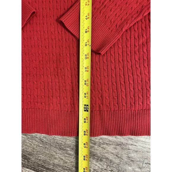 Jeanne Pierre Women’s 1X Red Cable Knit Turtleneck Sweater Plus Size Pullover - Picture 4 of 6